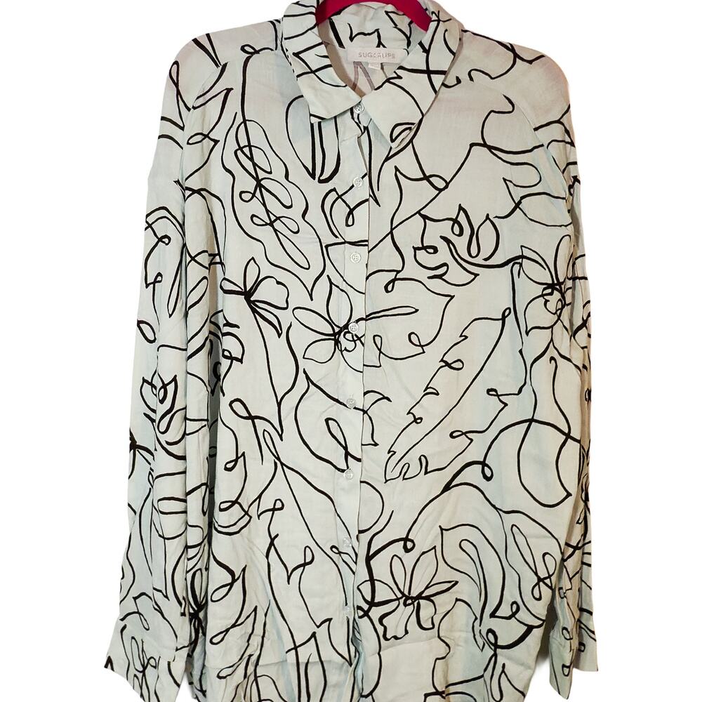 Sugarlips Dalton Boyfriend Button Down Shirt Pale Blue Women's Medium New NWT